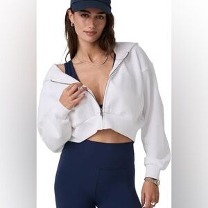 Vuori Restore Mini Full Zip White Cropped Hoodie